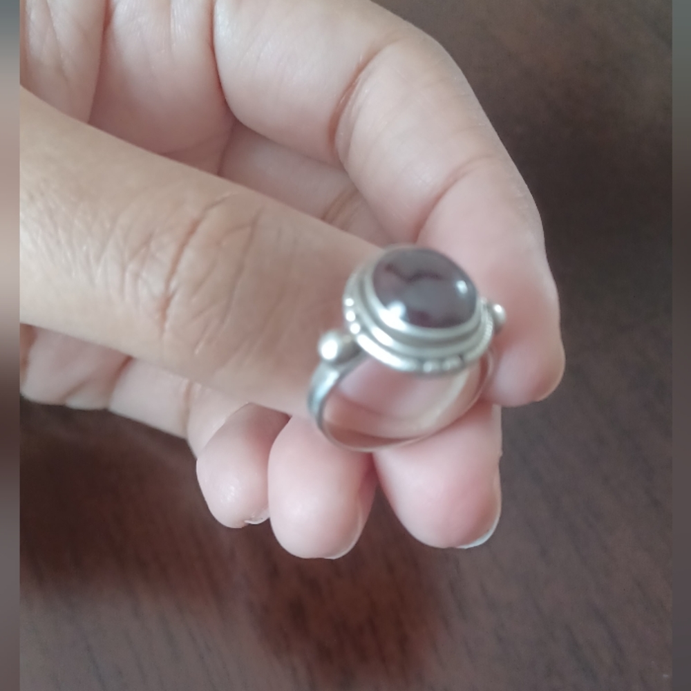 925 Sterling Solid Silver Ring Size 7 Natural Gar… - image 5